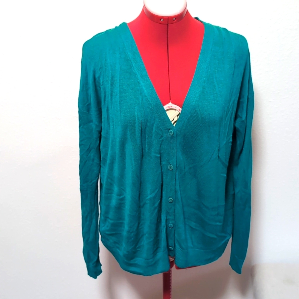 NWOT MANGO - 100% Viscose Teal Cardigan, Small